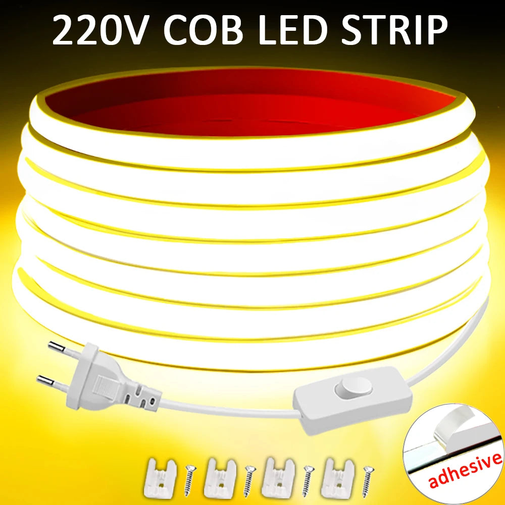 Waterproof COB LED Strip – Flexible High Brightness Ribbon for Home Lighting