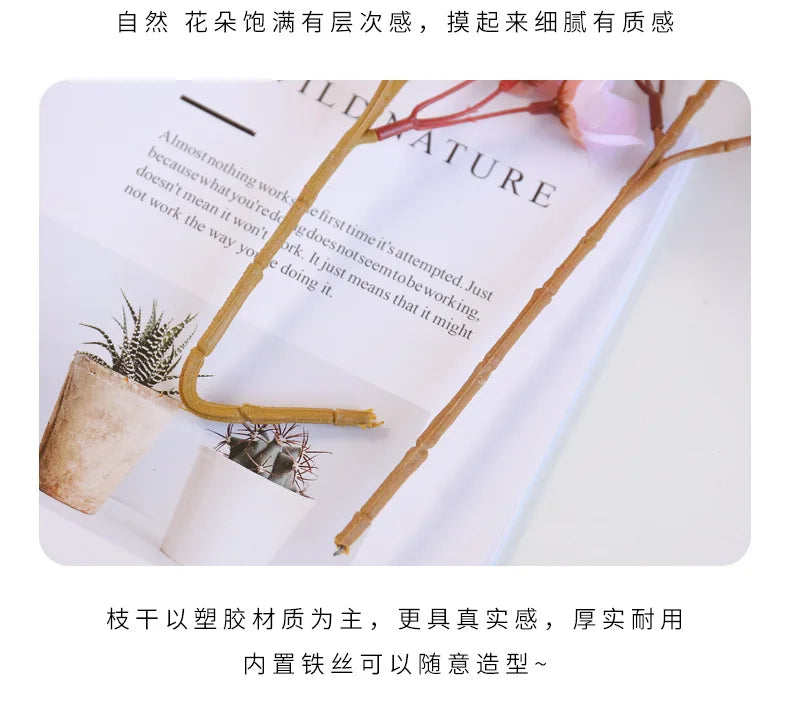 Artificial Silk Cherry Blossom Branch – 41cm Peach Floral for Wedding Decor