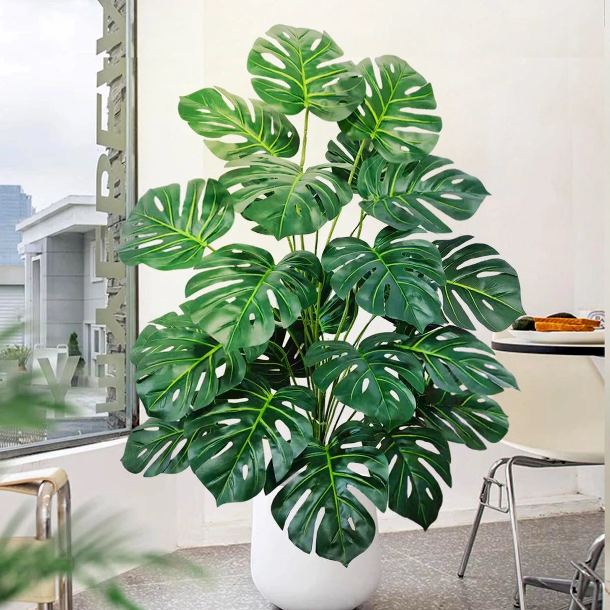 Artificial Monstera Plant – 104cm Plastic Palm Tree for Home Office Decor