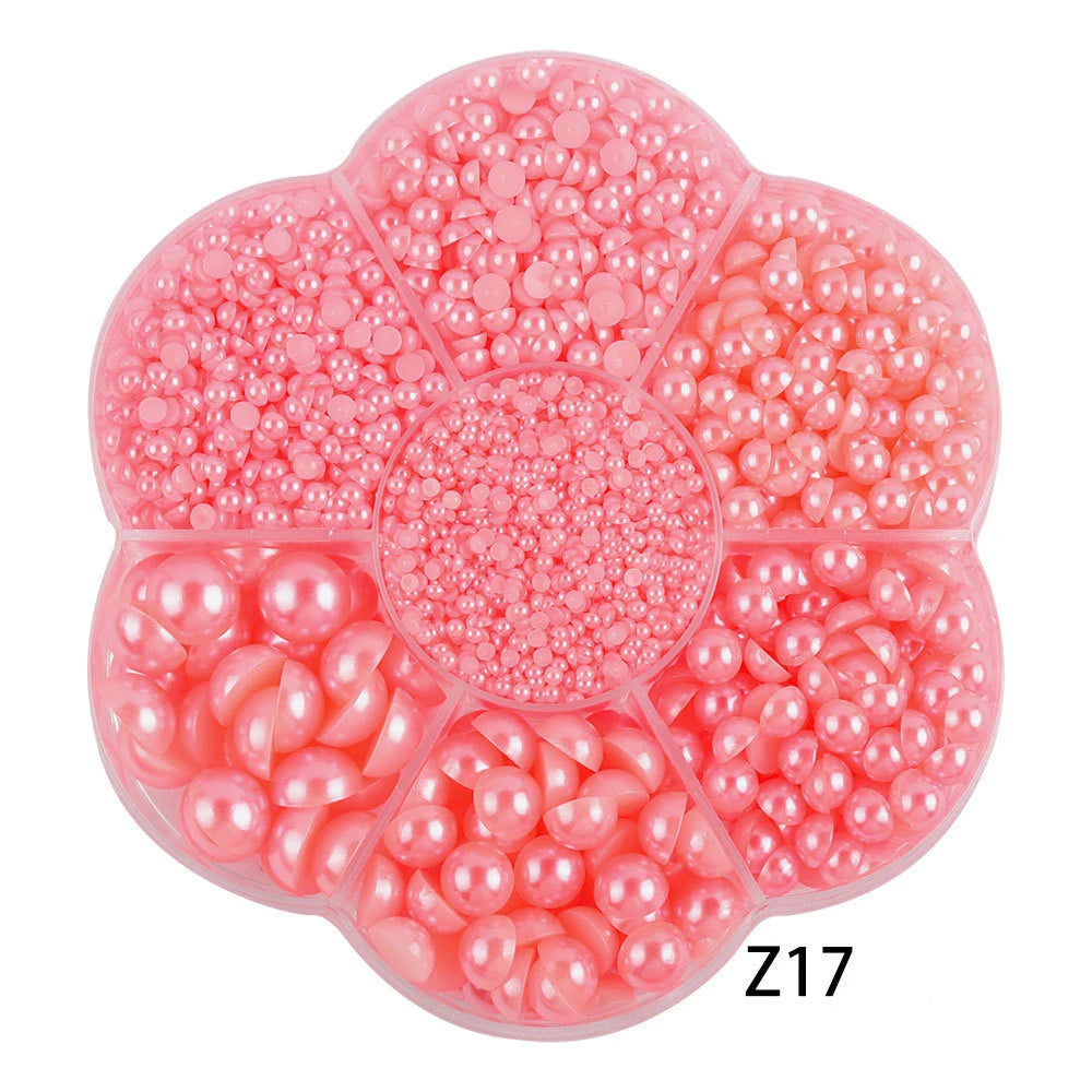 Half Round Flatback Pearl Beads – Assorted Sizes for DIY Jewelry and Nail Art