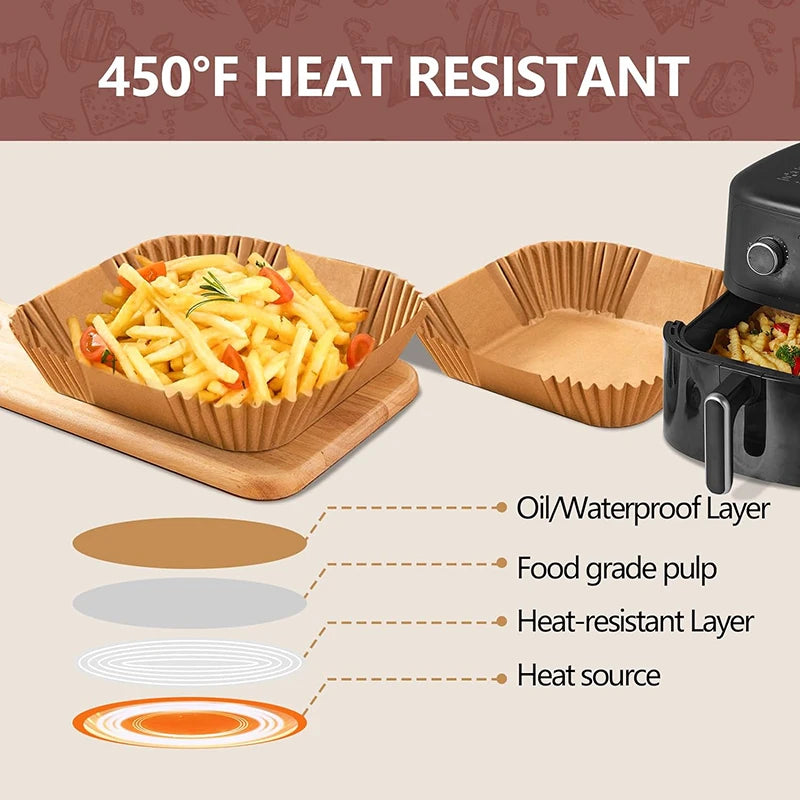 Disposable Air Fryer Parchment Liners – 9 Inch Nonstick Paper for Baking