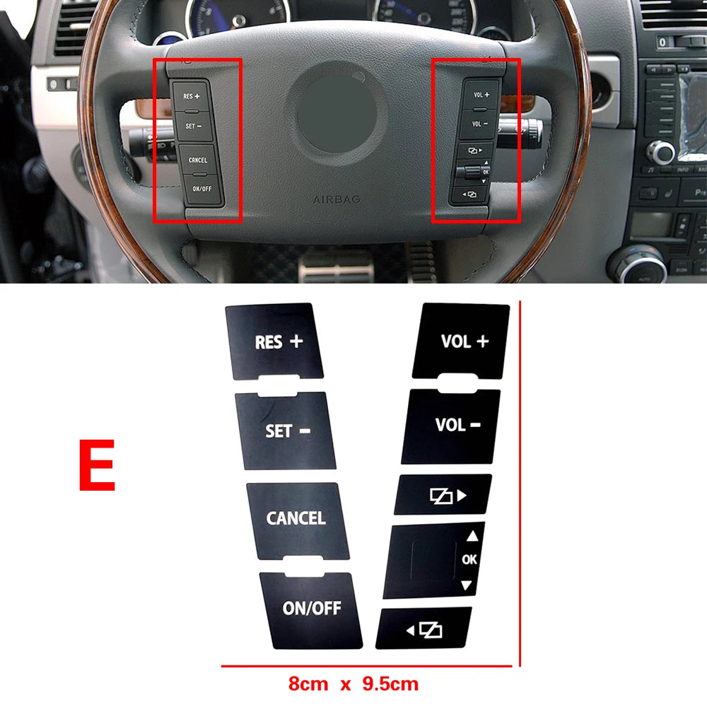 Button Repair Decal Stickers – Interior Dashboard Restoration for VW Touareg