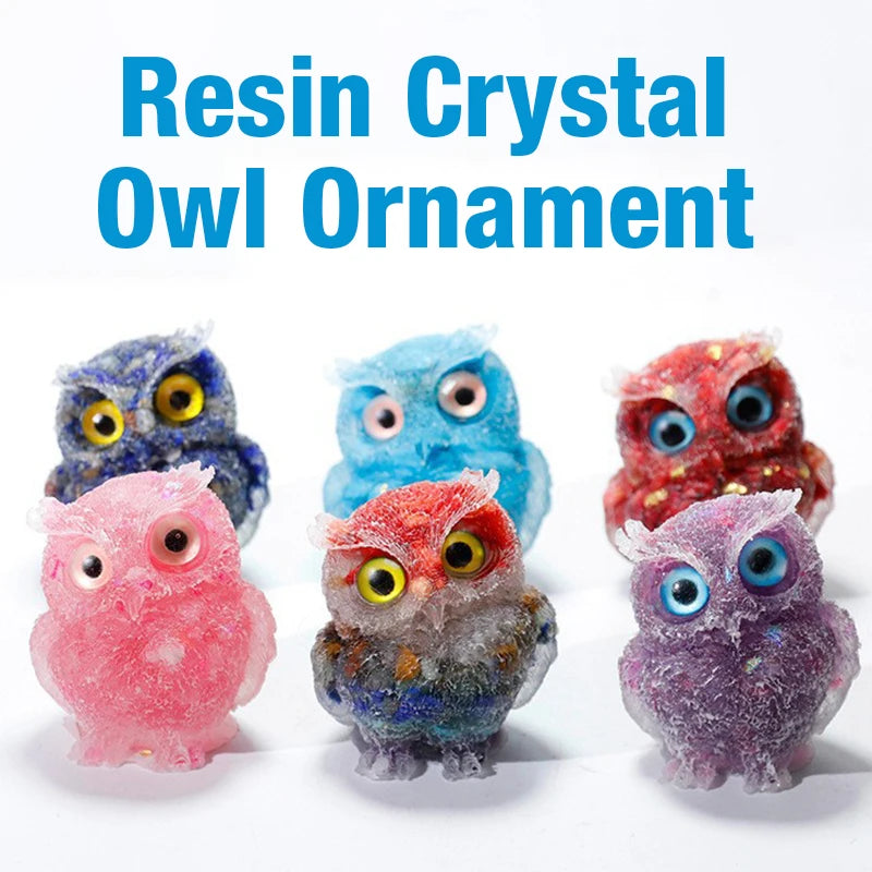 Crystal Owl Ornament – Natural Gemstone Figurine for Home Decor and Aquarium