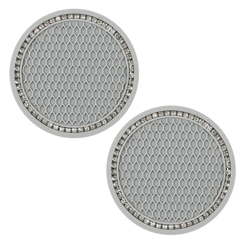 Bling Rhinestone Car Coasters – Anti-Slip Cup Holder Mats for Auto Interior