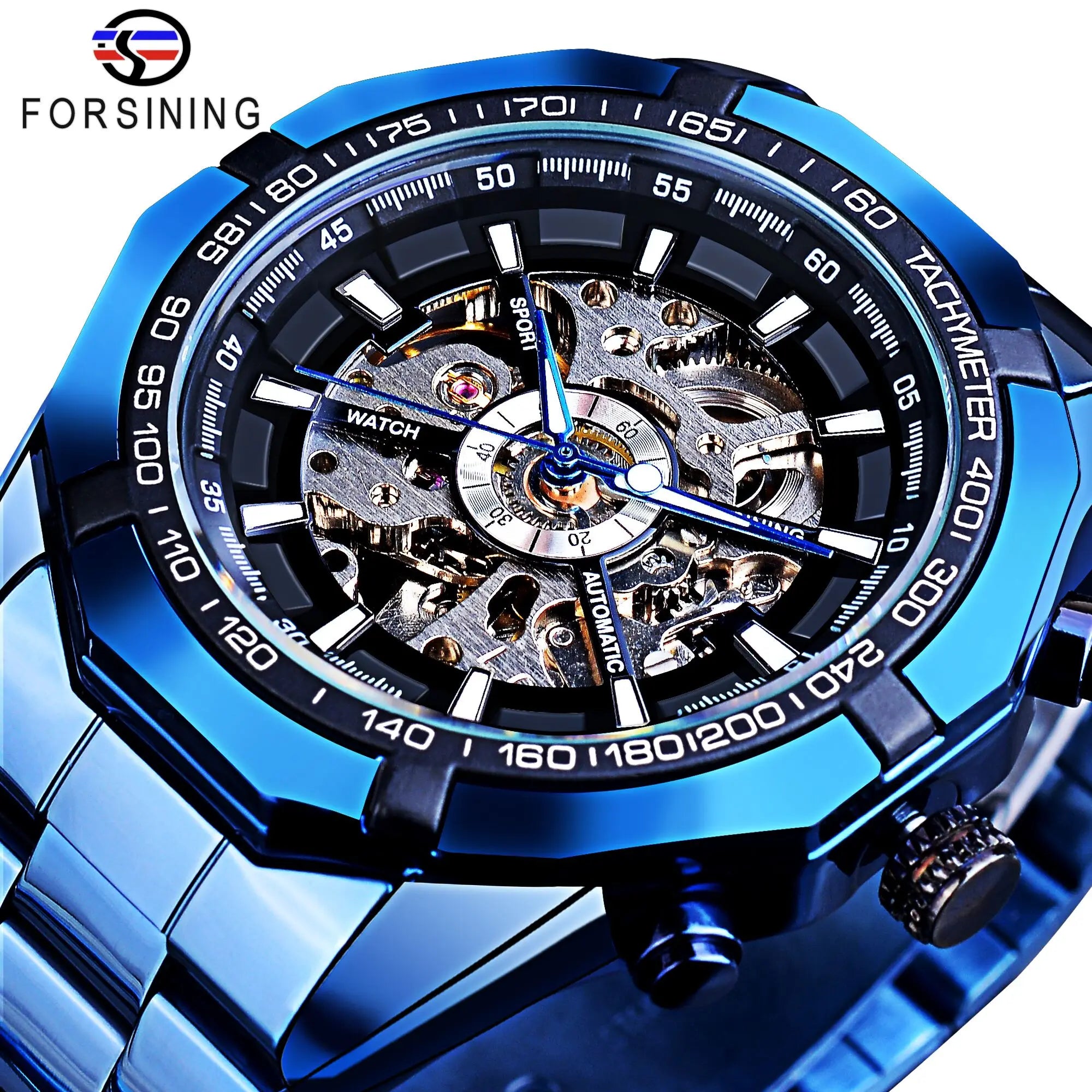 Skeleton Mechanical Watch – Stainless Steel Waterproof Accessory for Men