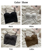 Women's Double Strap Crop Top – Slim Fit Solid Color Vest for Sport