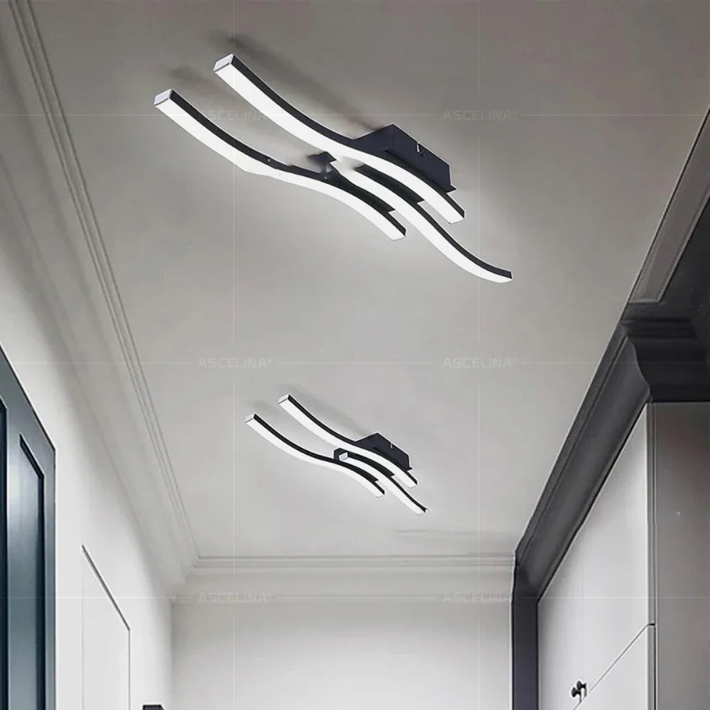 Modern LED Wave Ceiling Light – Minimalist Fixture for Living Room Bedroom