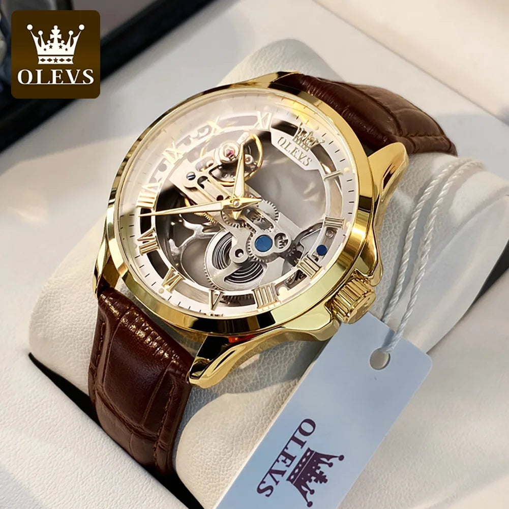 Automatic Mechanical Men's Watch – Hollow Leather Strap for Business Casual
