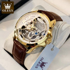 Automatic Mechanical Men's Watch – Hollow Leather Strap for Business Casual