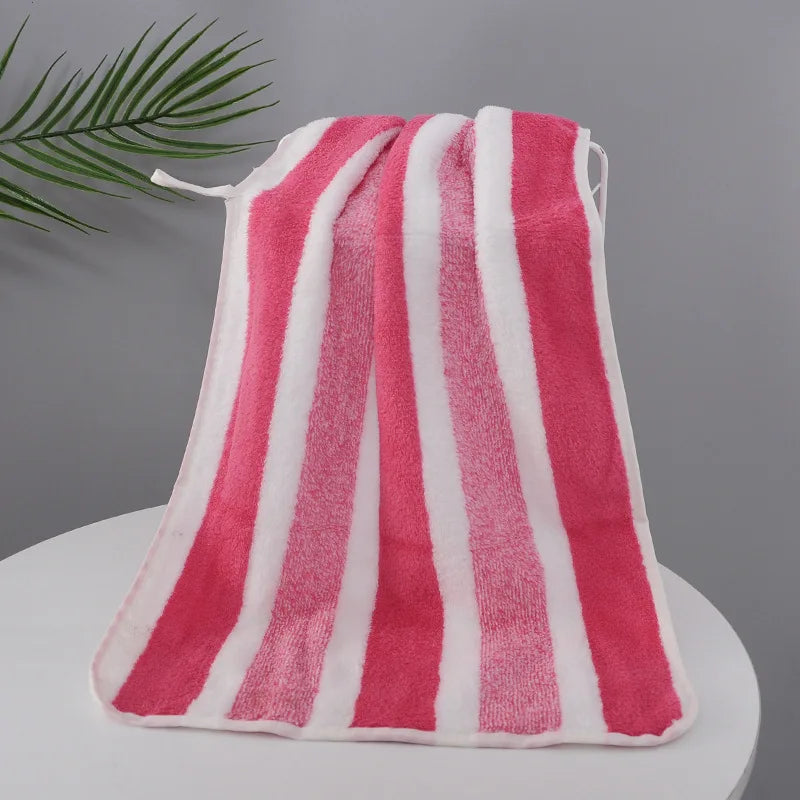Striped Cotton Towel Set – Absorbent Quick-Dry Fabric for Bathroom Decor