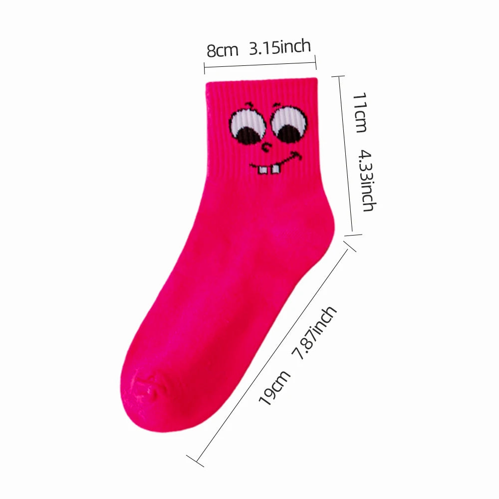 Cartoon Smiley Face Socks – Trendy Mid Tube Casual Wear for Women
