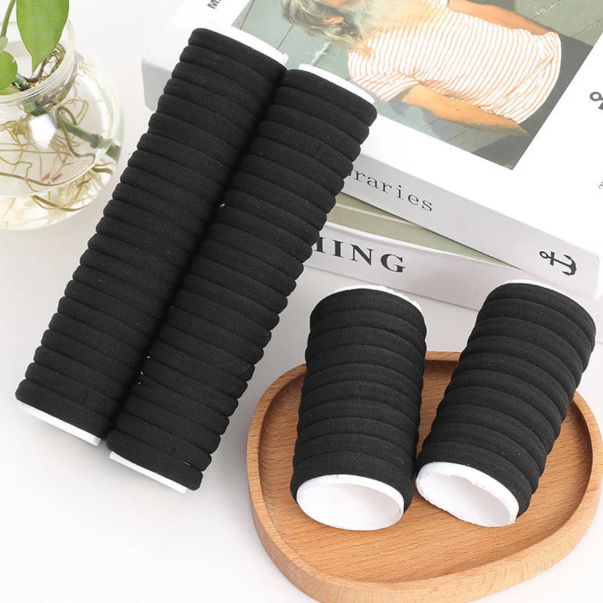 Black Elastic Hair Bands – High Stretch Rubber Ties for Ponytail Styling