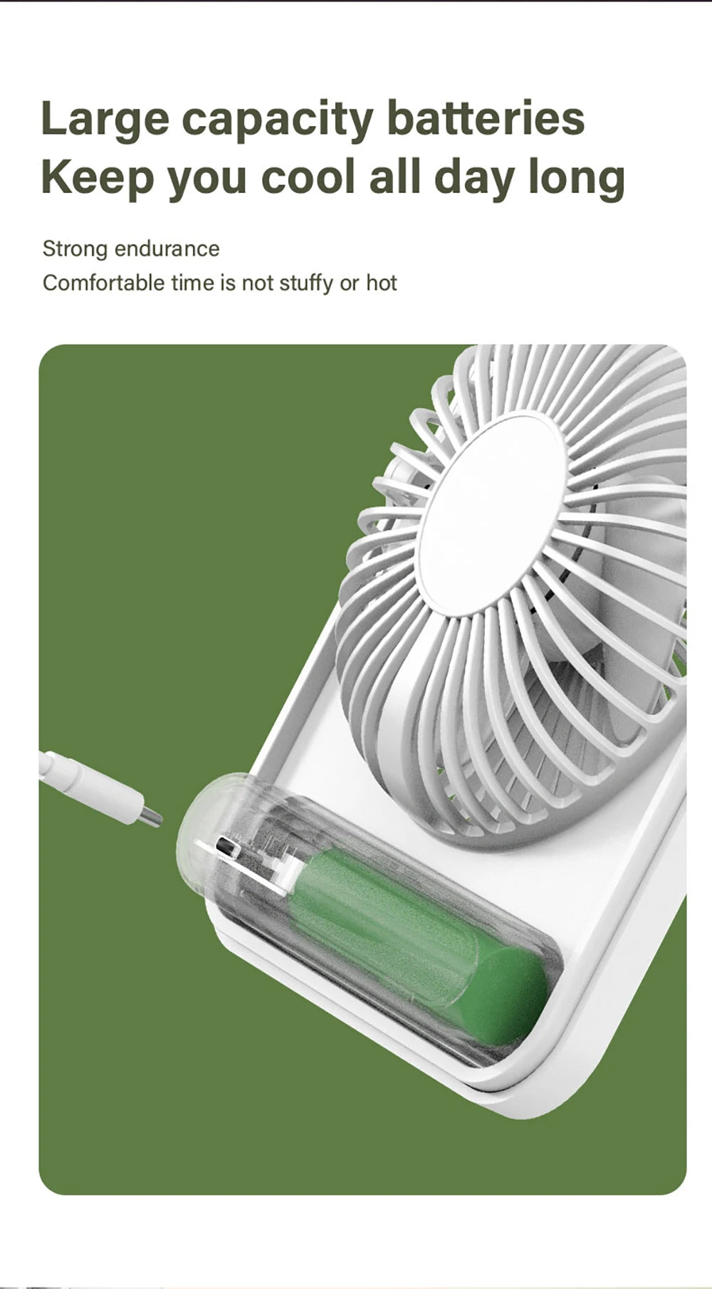 Portable Foldable Desk Fan – 5-Speed USB Rechargeable Fan for Office Home
