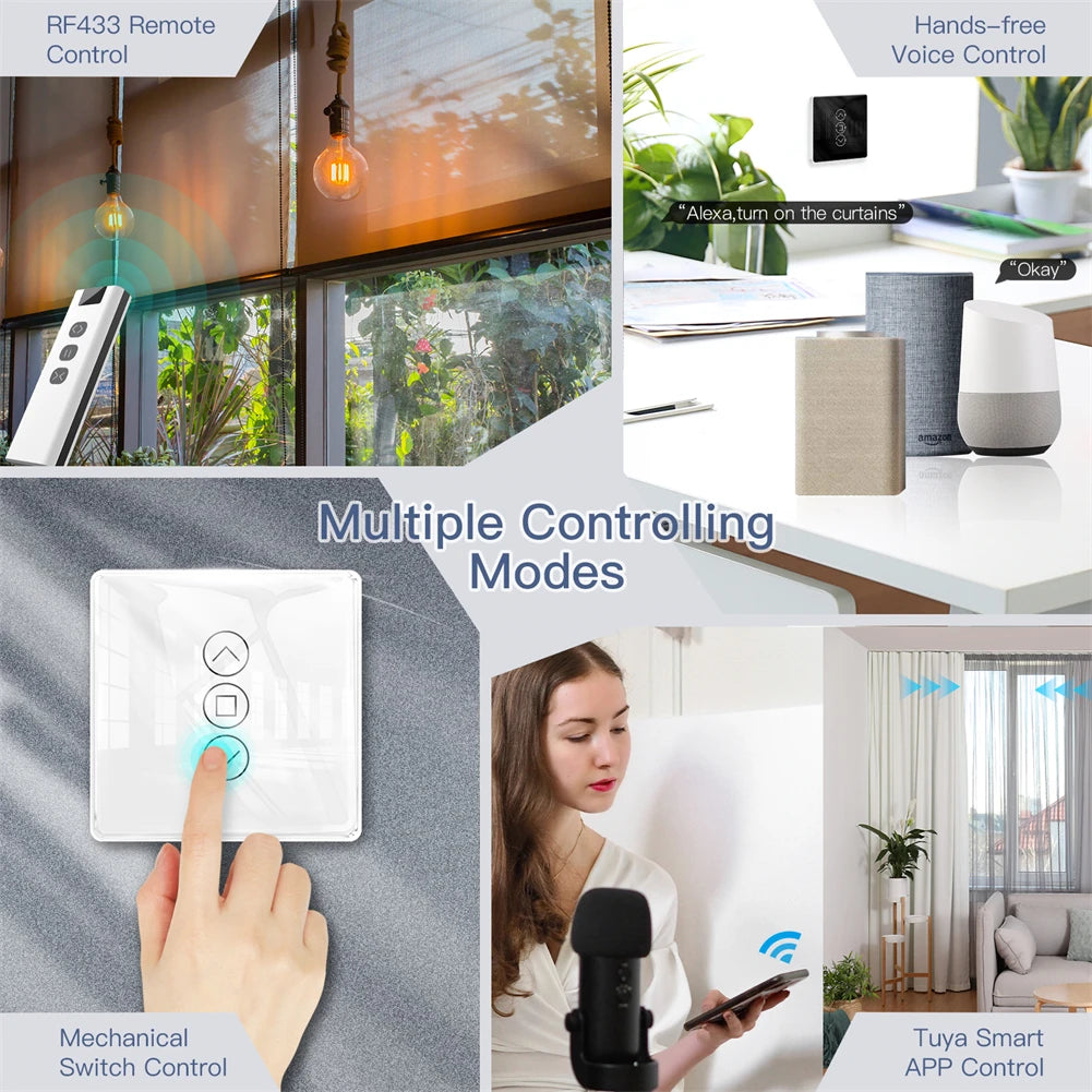 WiFi Smart Glass Curtain Switch – Touch Control for Roller Blind Automation
