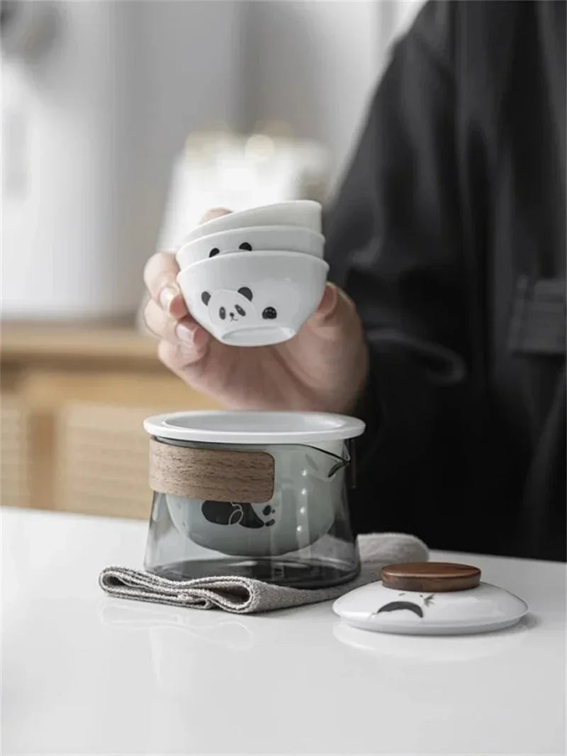 Portable Travel Tea Set – Ceramic Teapot and Cups for Camping