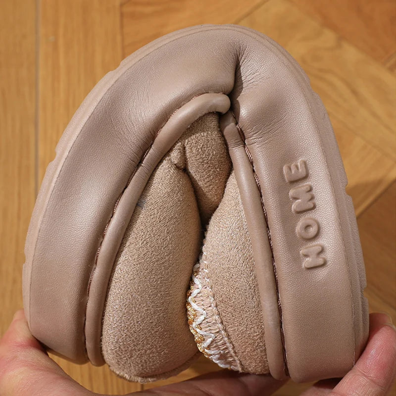 Fluffy Platform Slippers – Plush Warm Cotton Shoes for Winter Home Comfort