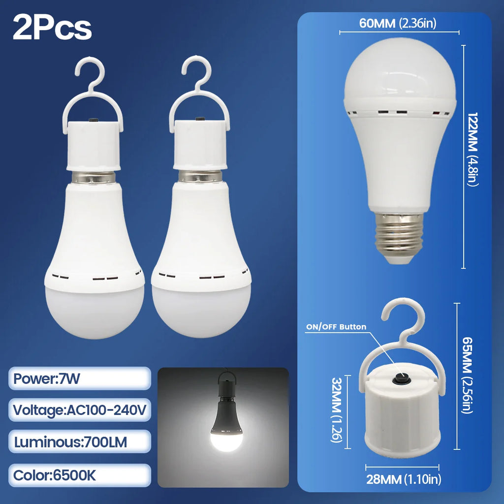 Rechargeable LED Emergency Bulb – Portable 7W Light for Camping and Home Power