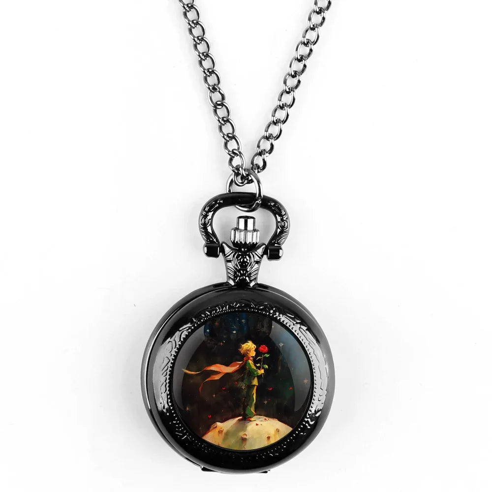 Prince and Rose Pocket Watch – Vintage Pendant Clock for Kids Men and Women