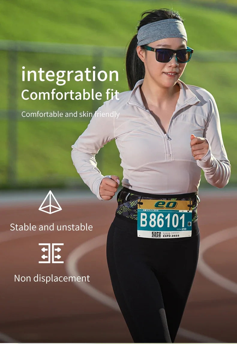 Woven Elastic Sports Waist Belt – Race Number Holder for Triathlon Marathon