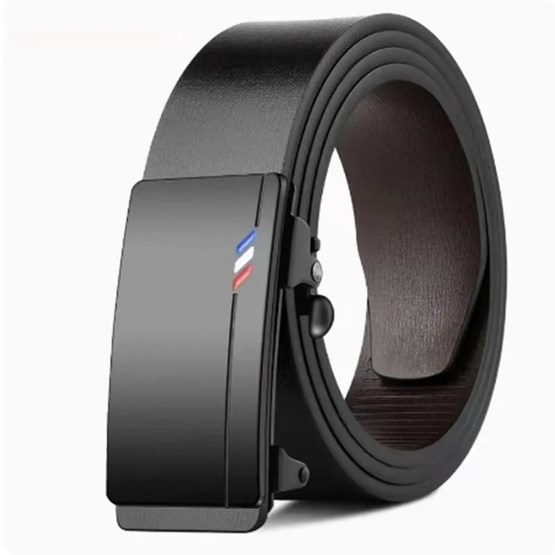 Genuine Leather Automatic Belt – Luxury Metal Buckle Strap for Men