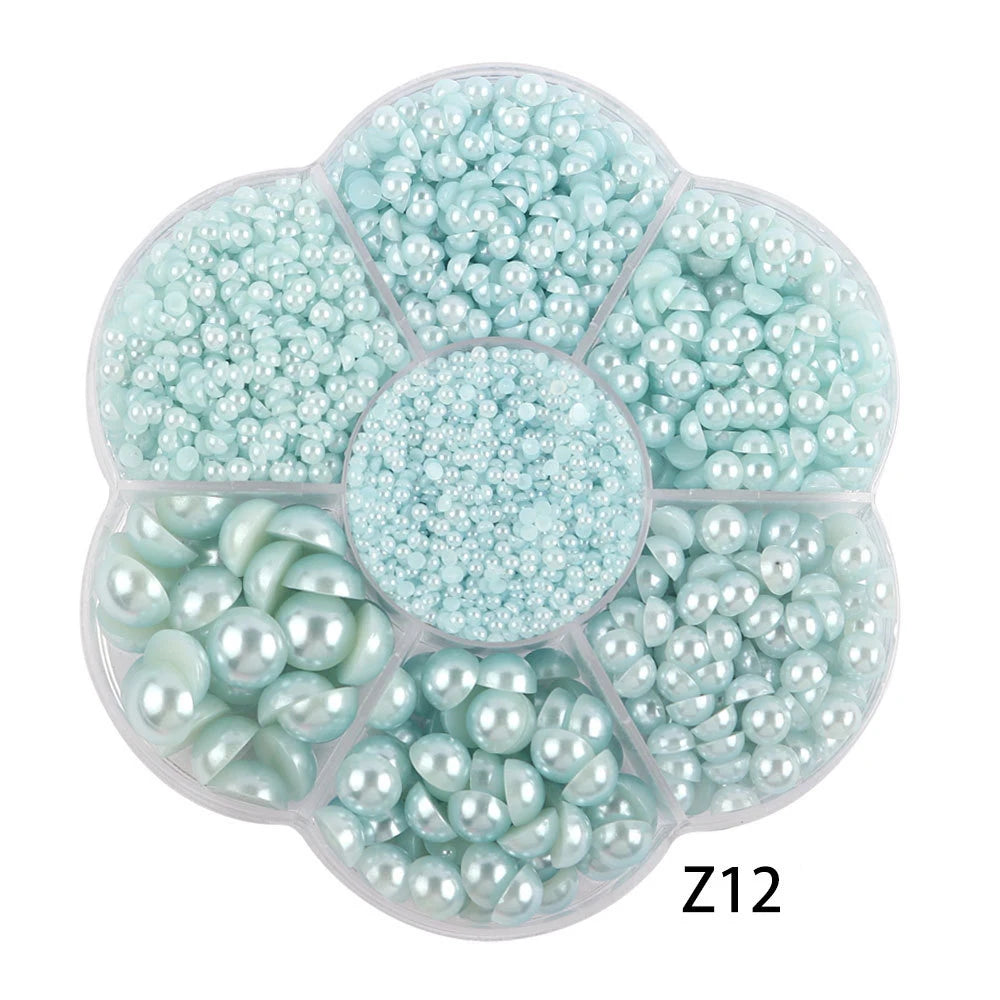 Half Round Flatback Pearl Beads – Assorted Sizes for DIY Jewelry and Nail Art