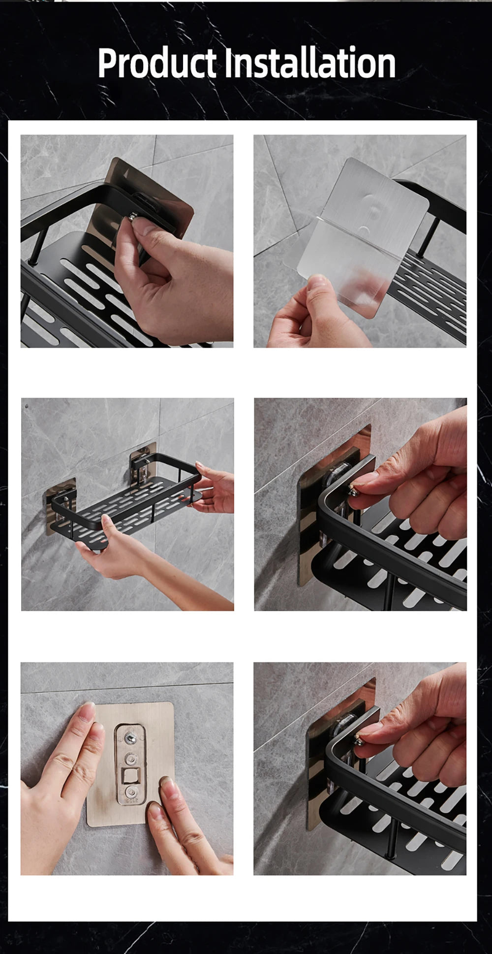 Adhesive Corner Shower Shelf – No Drill Wall Storage for Bathroom Organization