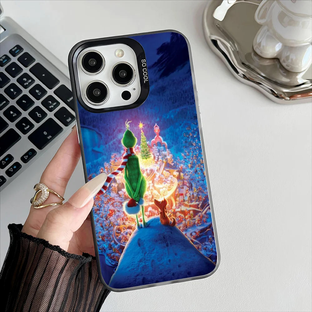Grinch Christmas Phone Case – Plated Protective Cover for iPhone 11-16 Pro
