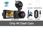 4K Dash Cam – Front and Rear WiFi Video Recorder for Vehicle Parking Safety