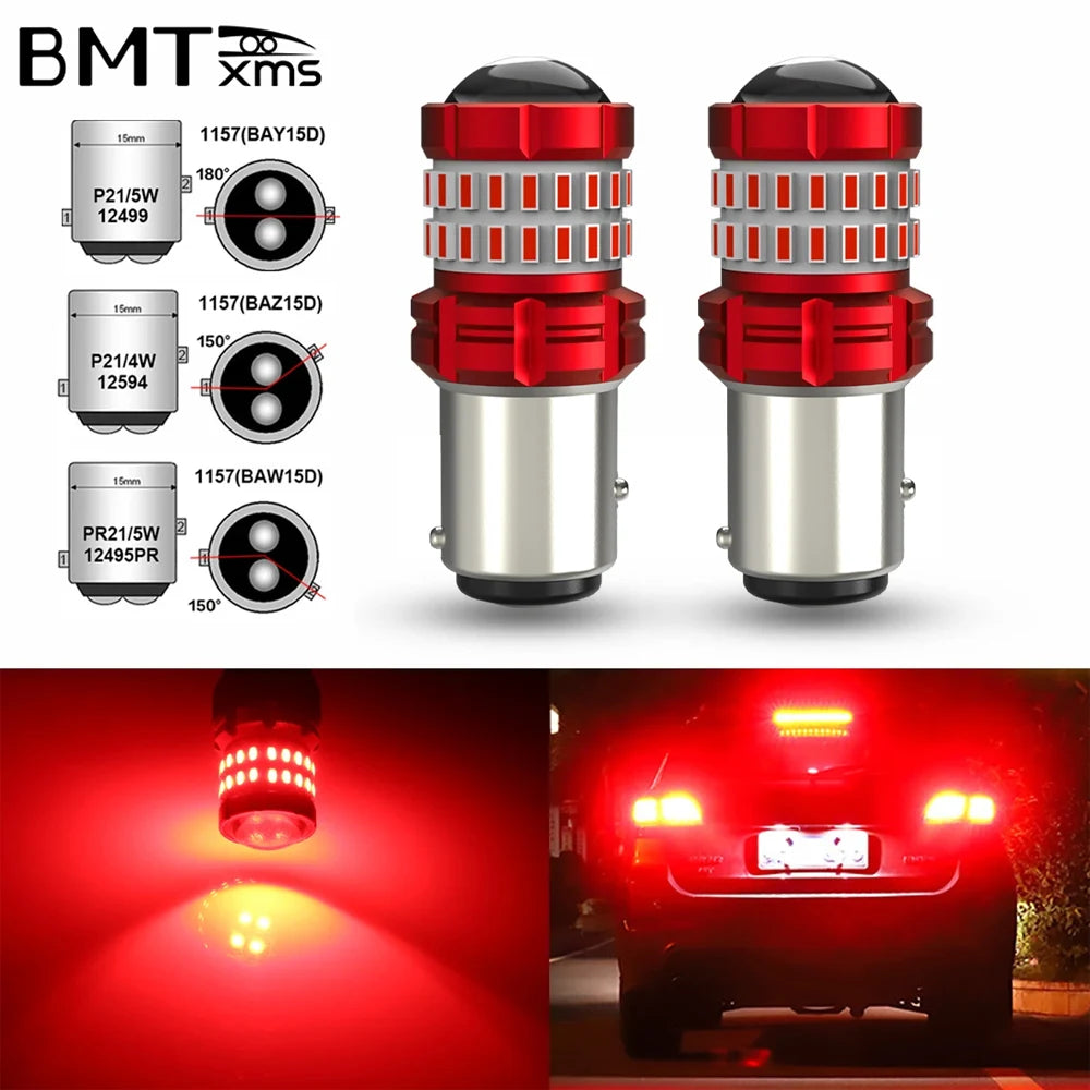 1157 Red LED Brake Light Bulbs – Canbus Replacement for Car Stop Lights