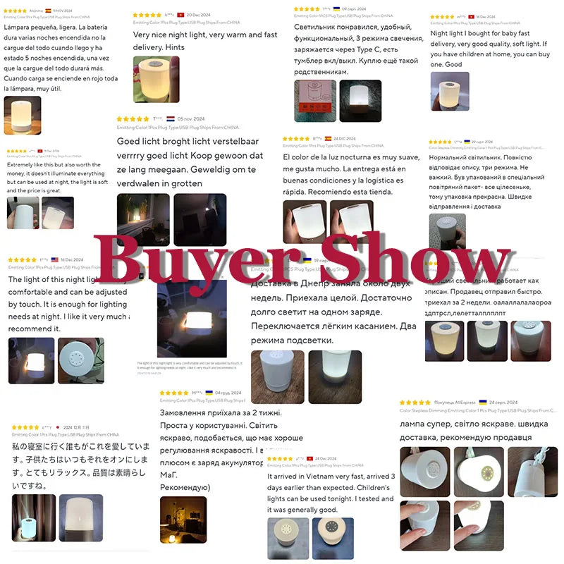 Dimmable Touch Night Lamp – USB Bedside Light for Kids Bedroom Decor
