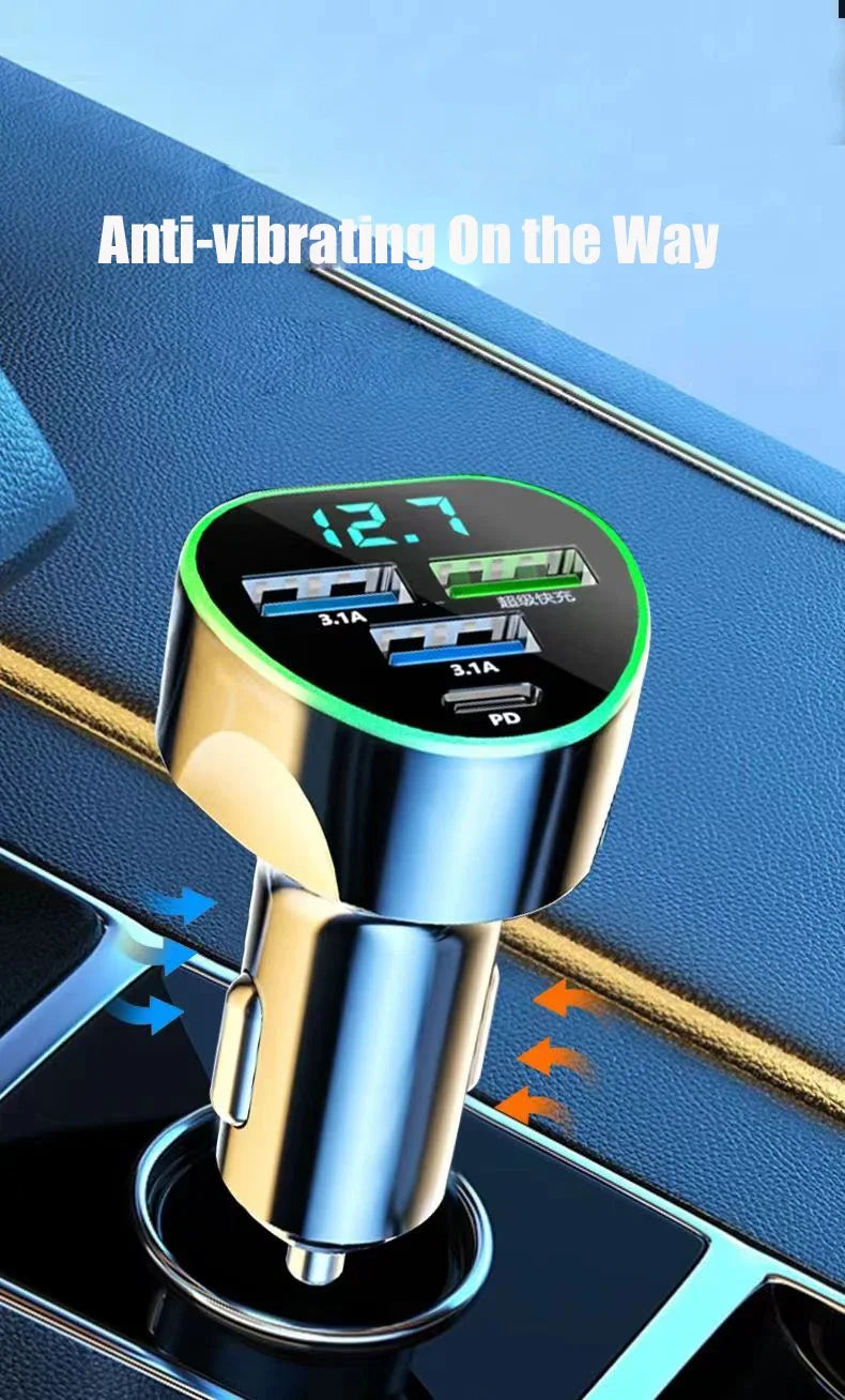 USB C Car Phone Charger – Fast Charging Adapter with LED Voltage Display
