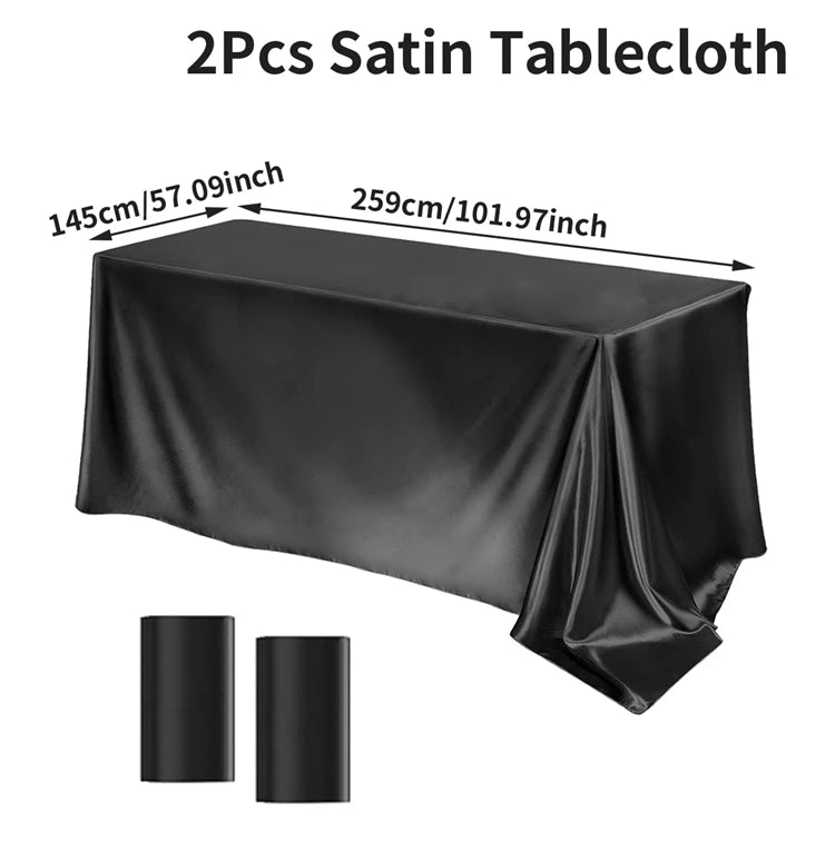 Satin Rectangle Tablecloth – Smooth Solid Color Cover for Wedding Parties