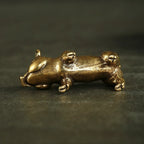 Pure Brass Pig Figurine – 3.3cm Chinese Zodiac Statue for Home Decor