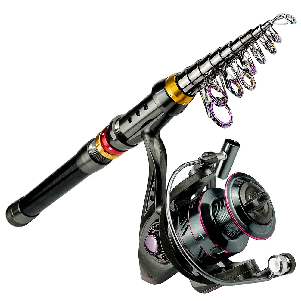 Telescopic Carbon Fiber Fishing Rod – Spinning Reel Combo for Outdoor Fishing