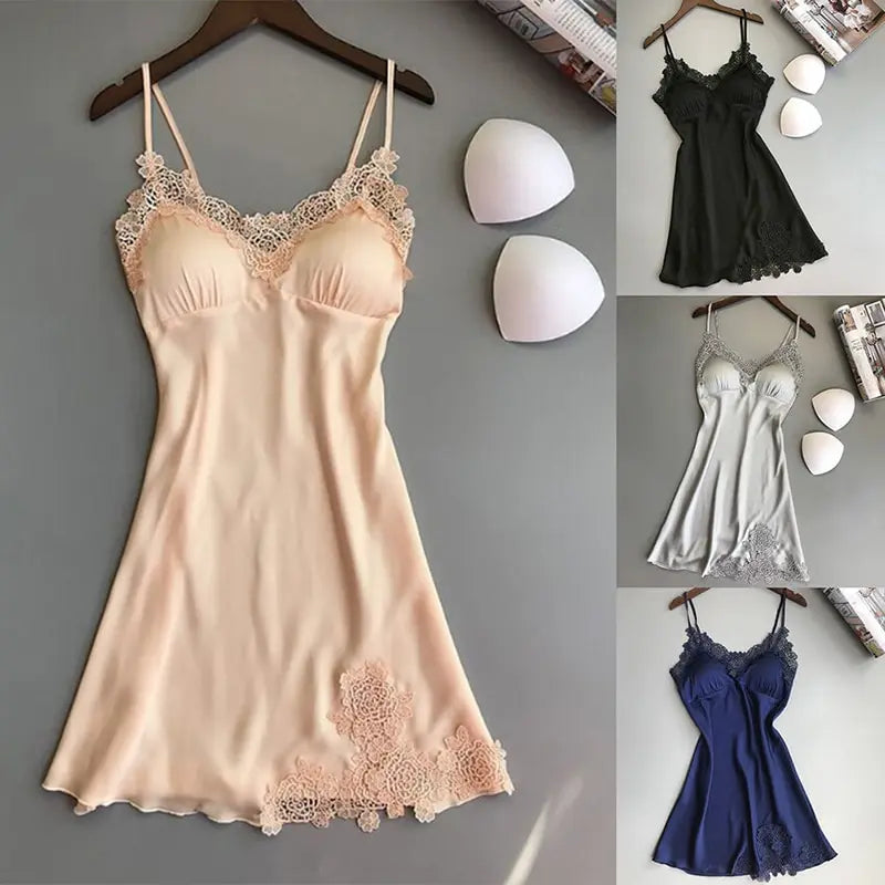 Silk Suspender Nightdress – Satin Halter Sleepwear for Summer Lounge