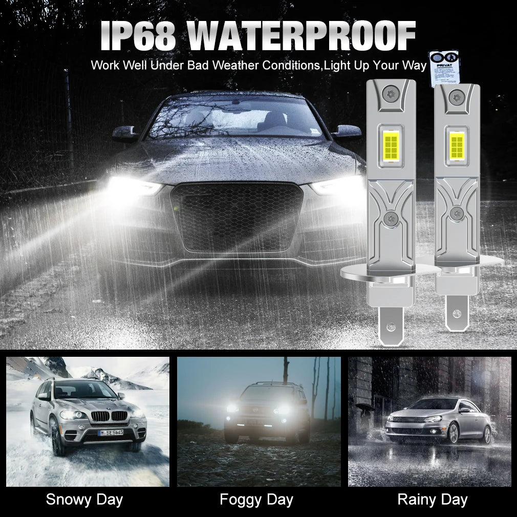 H1 LED Headlight Bulbs – 150W High Power Fog Lamps for Automotive Driving