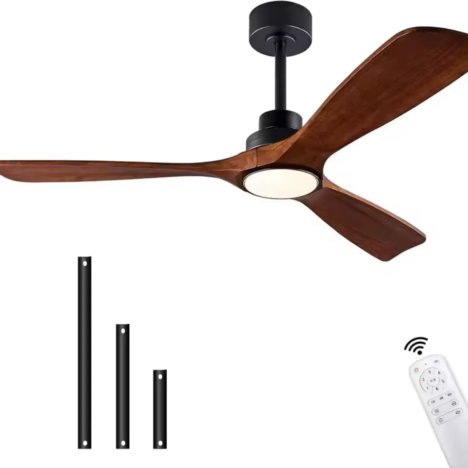Wood Ceiling Fan with Remote – Quiet DC Motor for Living Room Home Decor