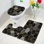 Abstract Marble Bath Mat Set – Geometric Non-slip Rugs for Bathroom Decor