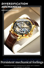 Automatic Skeleton Mechanical Watch – Transparent Leather Strap for Business Men