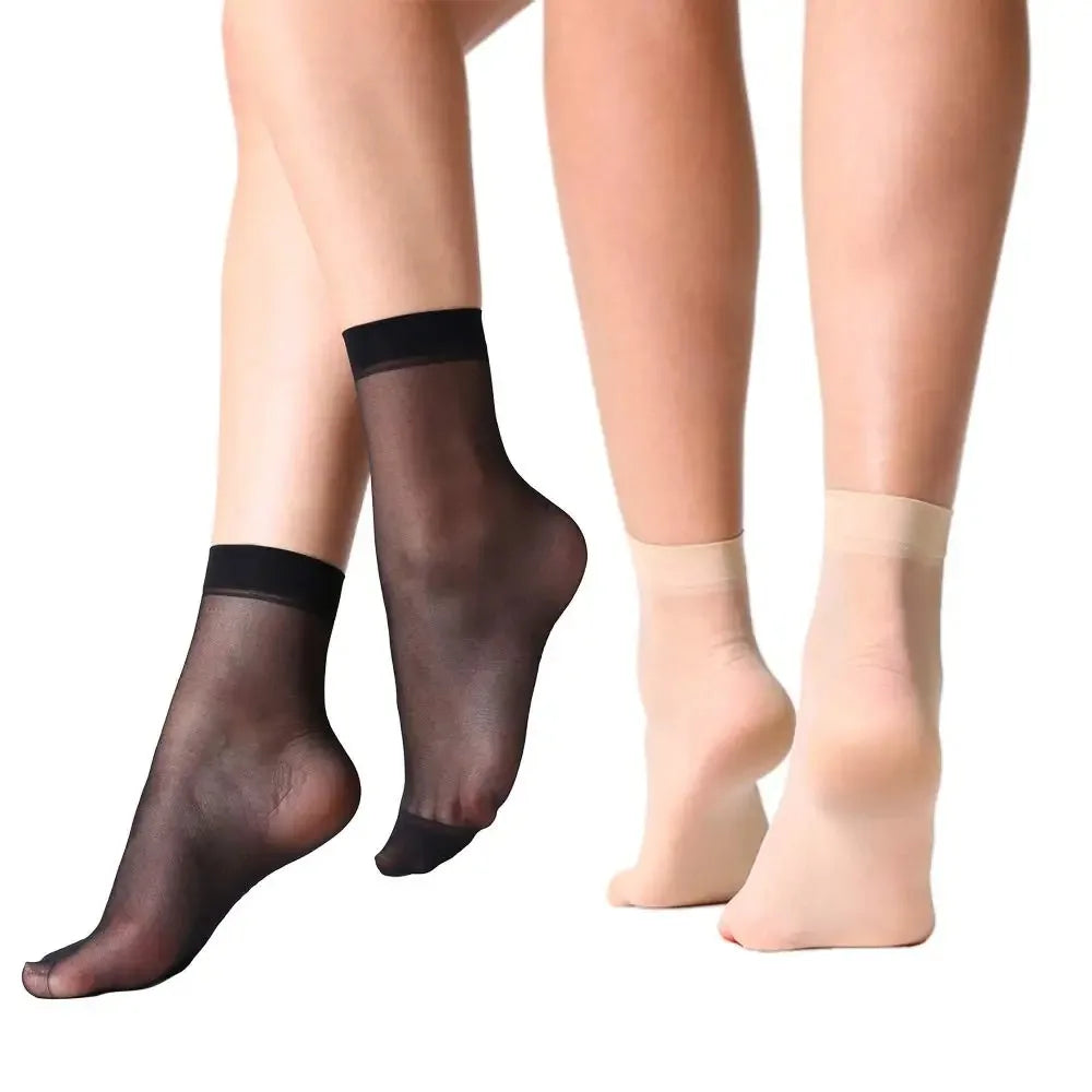 Ultrathin Crystal Nylon Ankle Socks – Sheer Summer Hosiery for Women