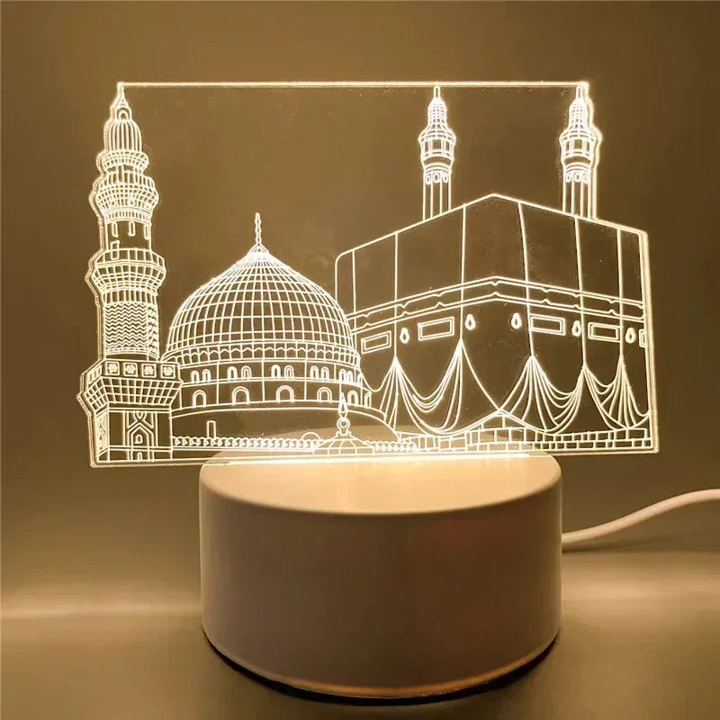 Acrylic LED Night Light – Eid Mubarak Ornament for Ramadan Home Decor