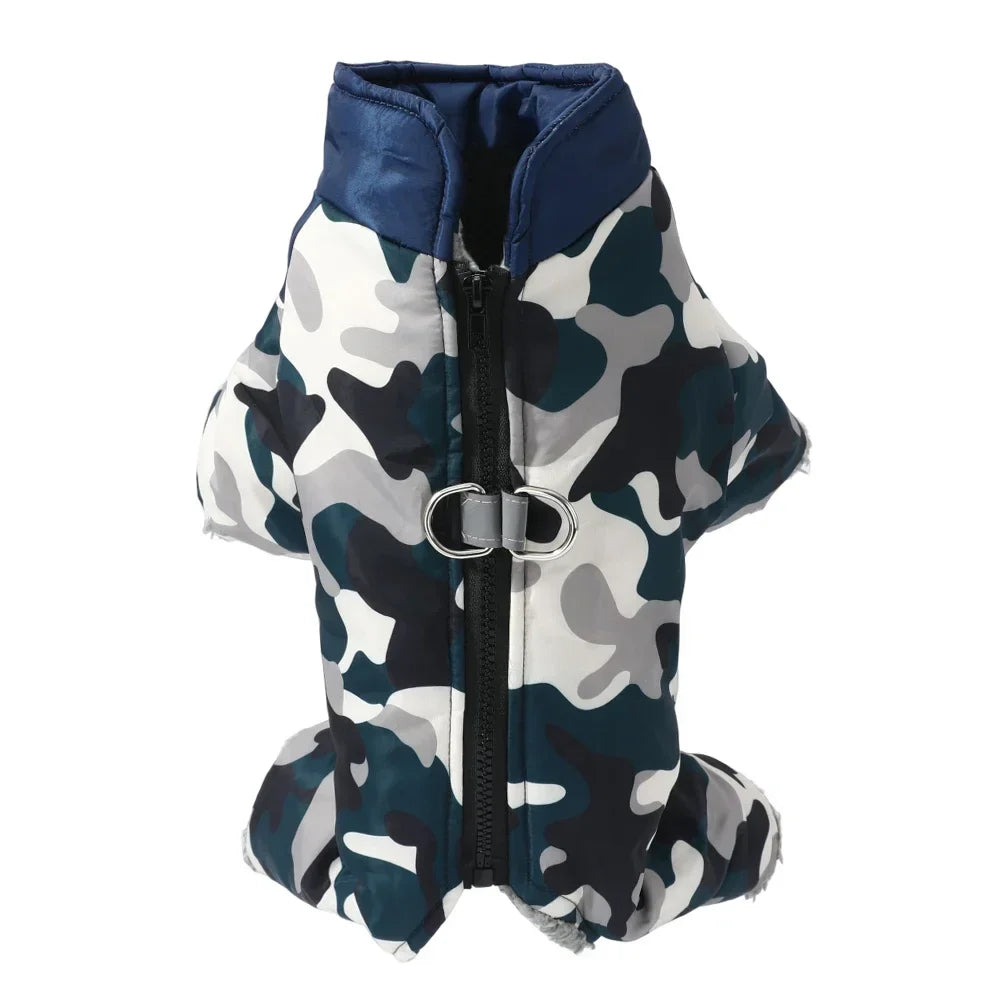 Waterproof Camouflage Dog Jumpsuit – Reflective Winter Coat for Small Medium Dogs