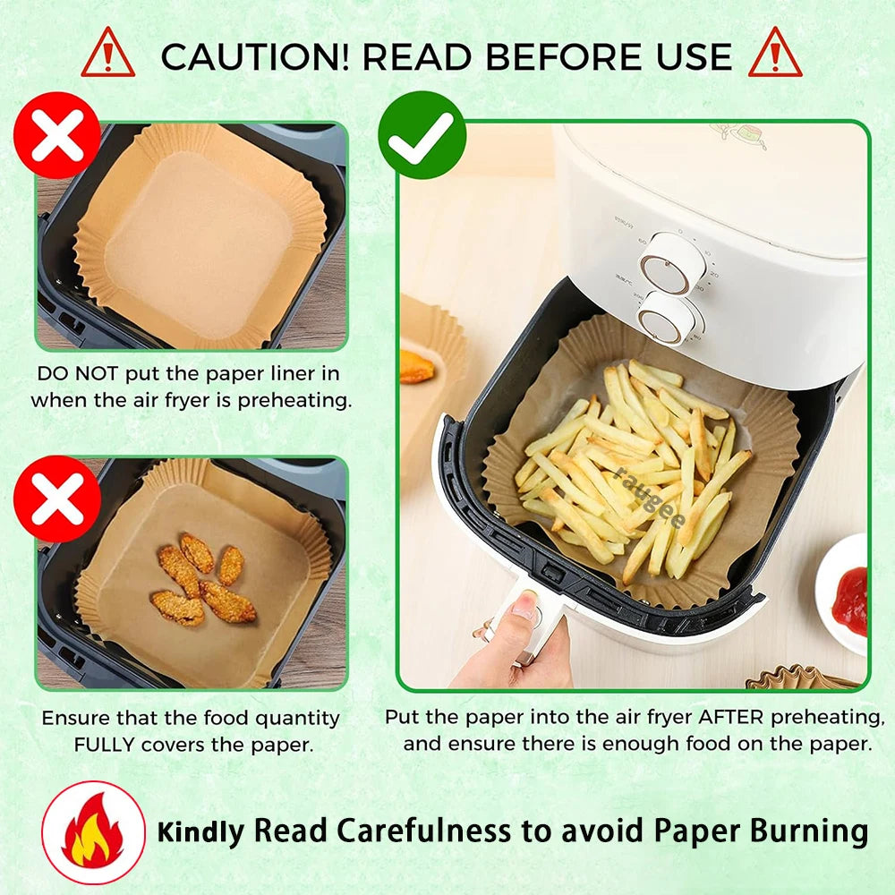 Disposable Air Fryer Liners – Non-Stick Paper Sheets for Baking and Roasting
