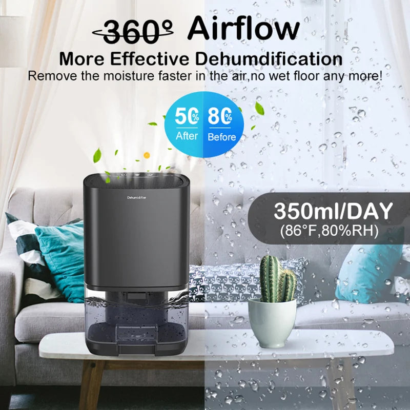 Portable Electric Dehumidifier – Silent Moisture Absorber for Home and Office