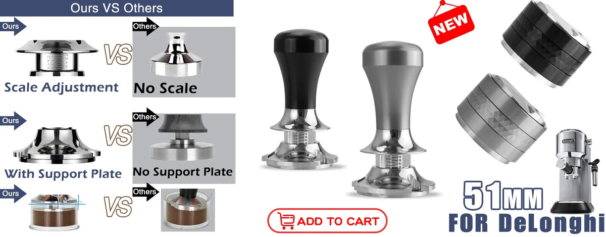 51mm Bottomless Portafilter – Stainless Steel Espresso Filter for Delonghi