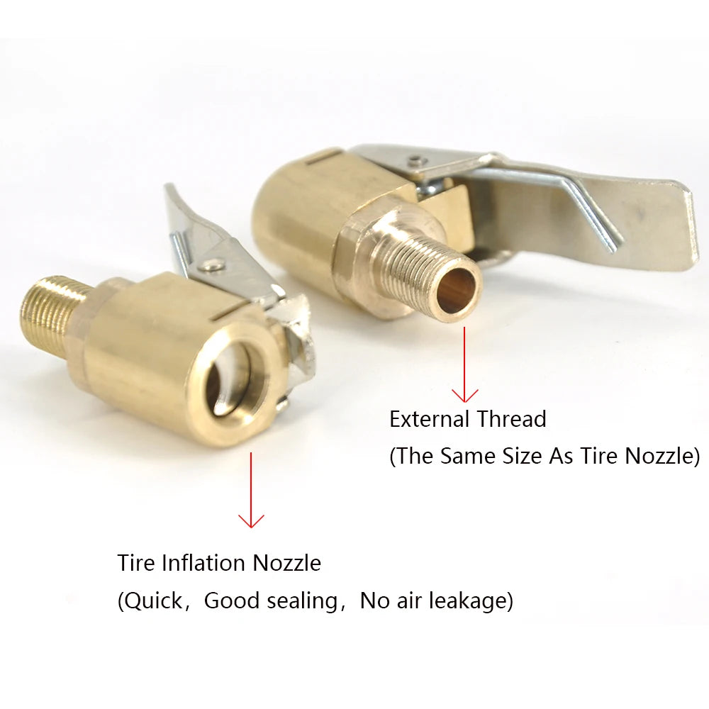 Brass Tire Inflator Chuck – 8mm Clip-On Air Pump Adapter for Vehicle Repair