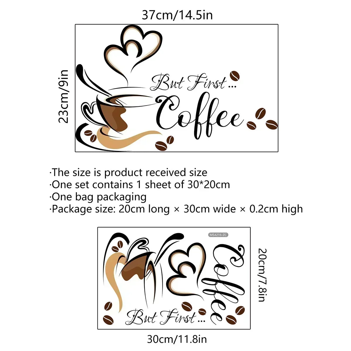 Coffee Cup Wall Stickers – Adhesive Vinyl Decals for Cafe Kitchen Decor