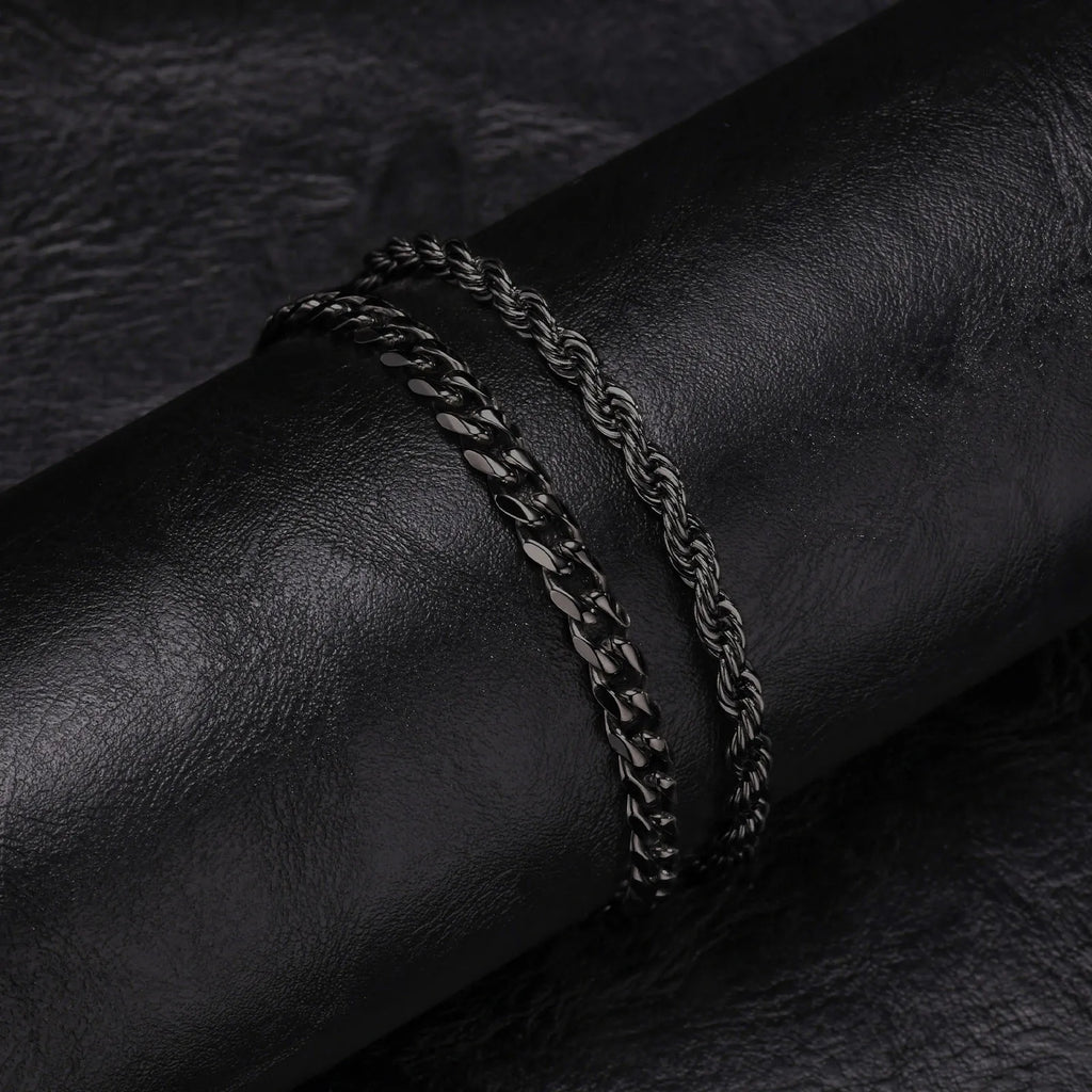 Stainless Steel Chain Bracelet – Men’s Trendy Cuban Link Wristband for Jewelry