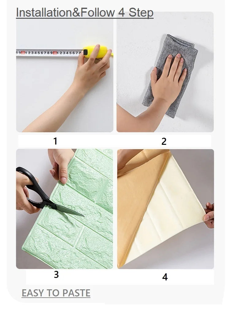 3D Self-Adhesive Brick Wallpaper – Peel and Stick Decor for Home DIY Projects
