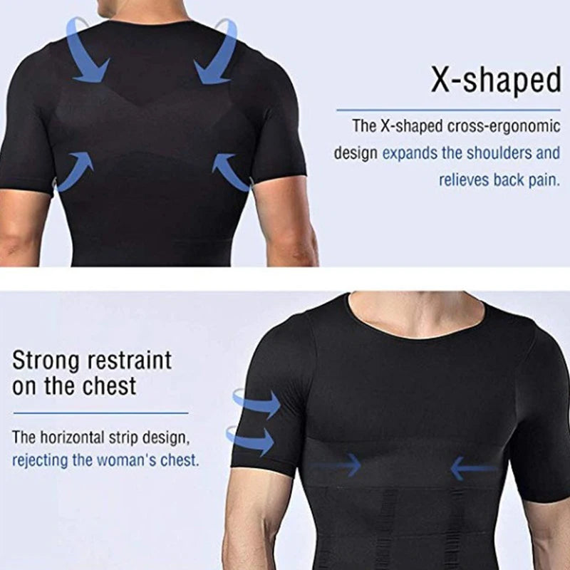 Mens Compression Undershirt – Seamless Slimming Body Shaper for Gynecomastia